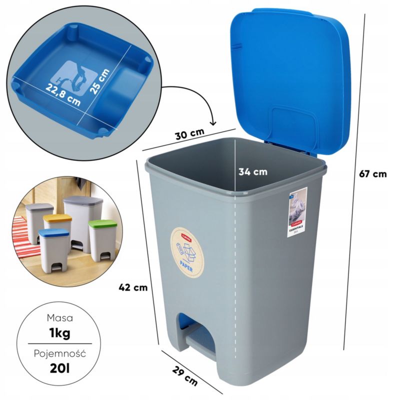 Curver Essentials skraldespand 20L, blå