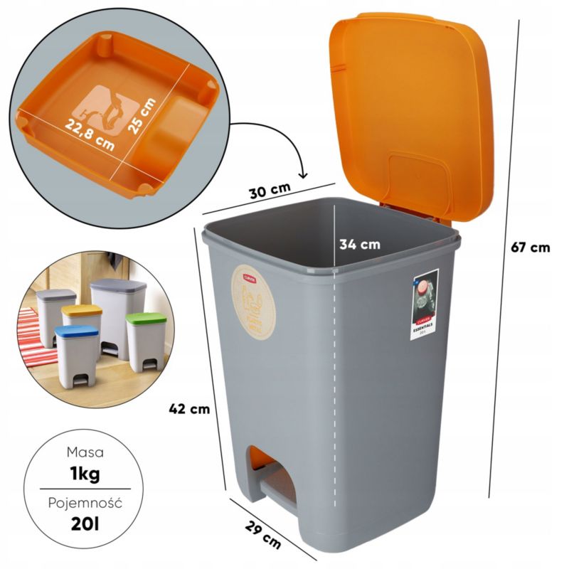Curver Essentials affaldsspand 20L, gul