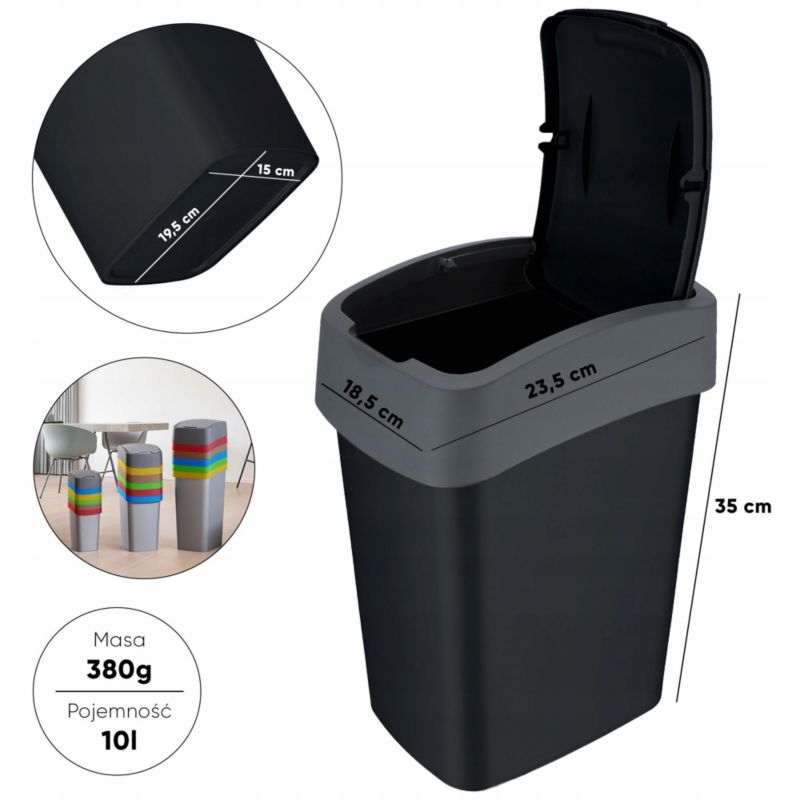 Curver Flip Bin affaldsspand 10L, sort