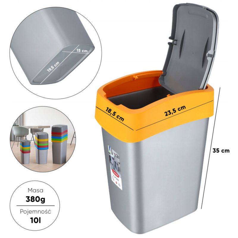 Curver Flip Bin affaldsspand 10L, gul