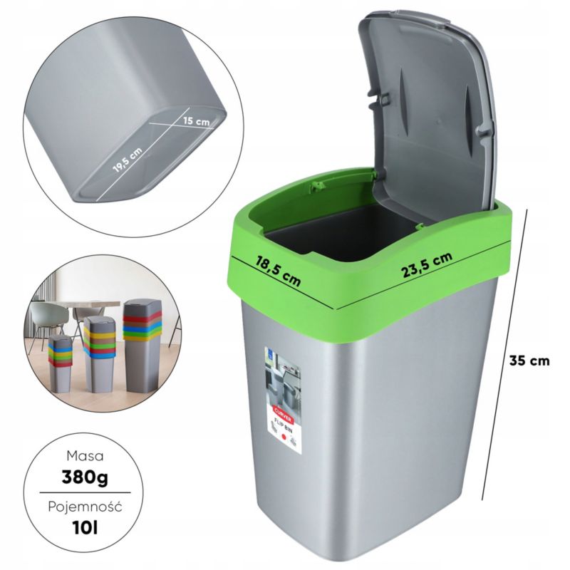 Curver Flip Bin affaldsspand 10L, grøn