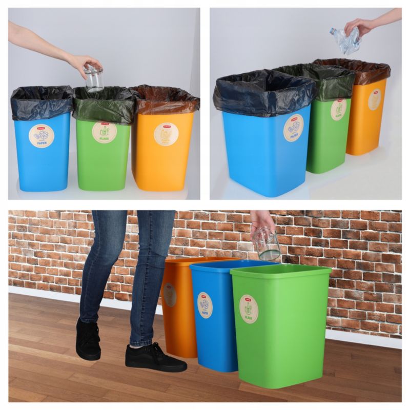Curver Flip Bin affaldsspand 3 x 25L, multifarvet