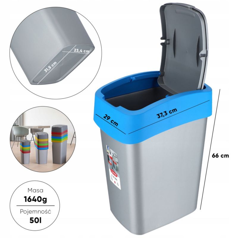 Curver Flip Bin affaldsspand 50L, blå, 1 stk.