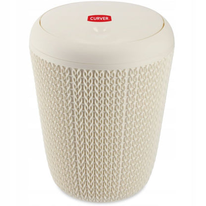 Rund pedalspand 7 L Beige Strikket Mønster