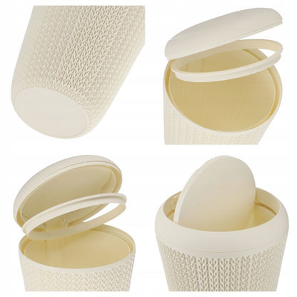 Rund pedalspand 7 L Beige Strikket Mønster