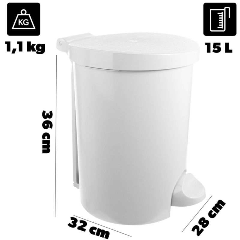 Curver affaldsspand med pedal 15L i hvid
