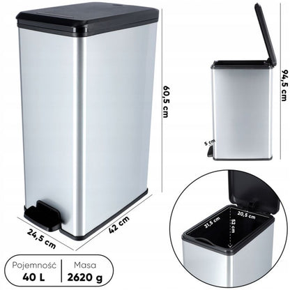 Curver Slim Bin affaldsspand 40L, sølv