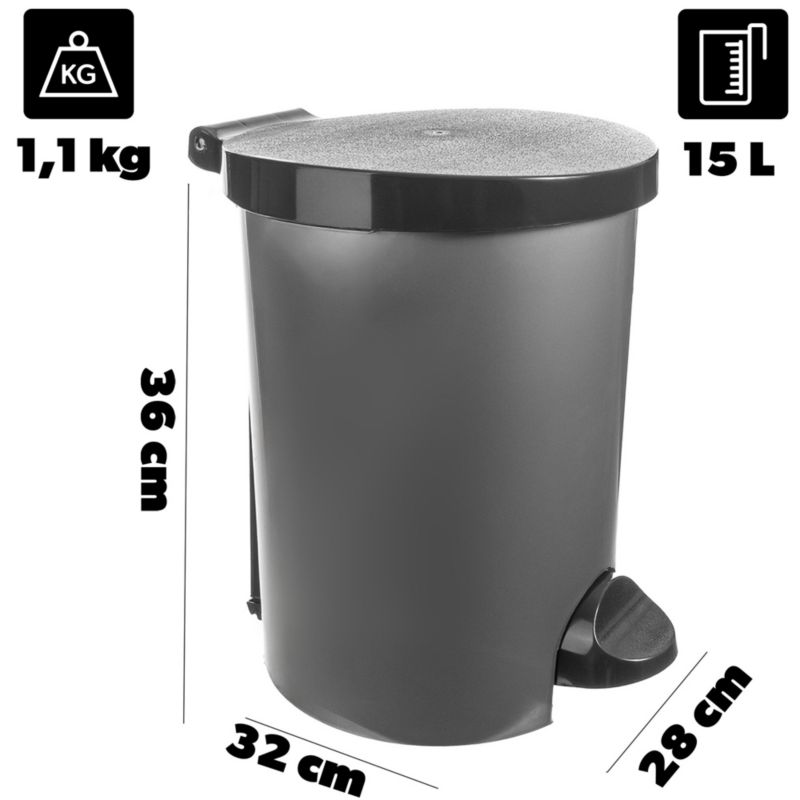 Pedalspand 15 L Grå 3253921319233