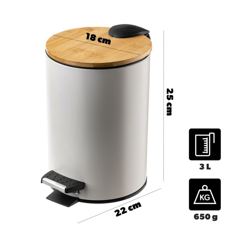 Badeværelsesspand 3 L Beige Metal med Pedal 5903699472187