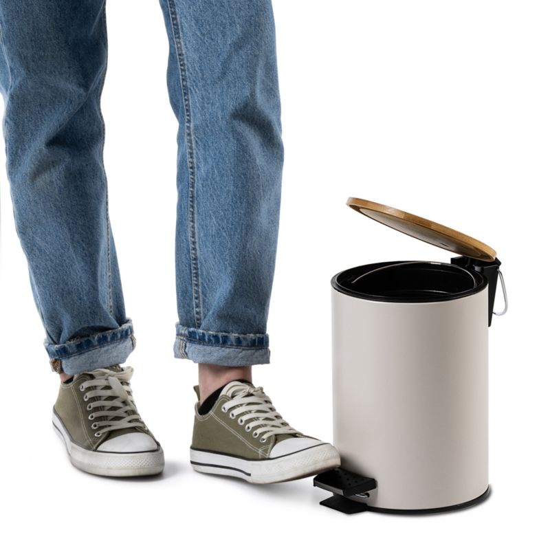 Badeværelsesspand 3 L Beige Metal med Pedal 5903699472187