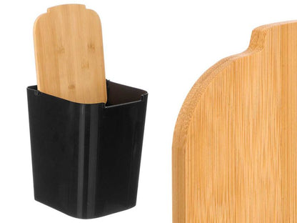 Affaldsspand 24,5x18x24,5 cm Sort med Bambuslåg 1 stk.