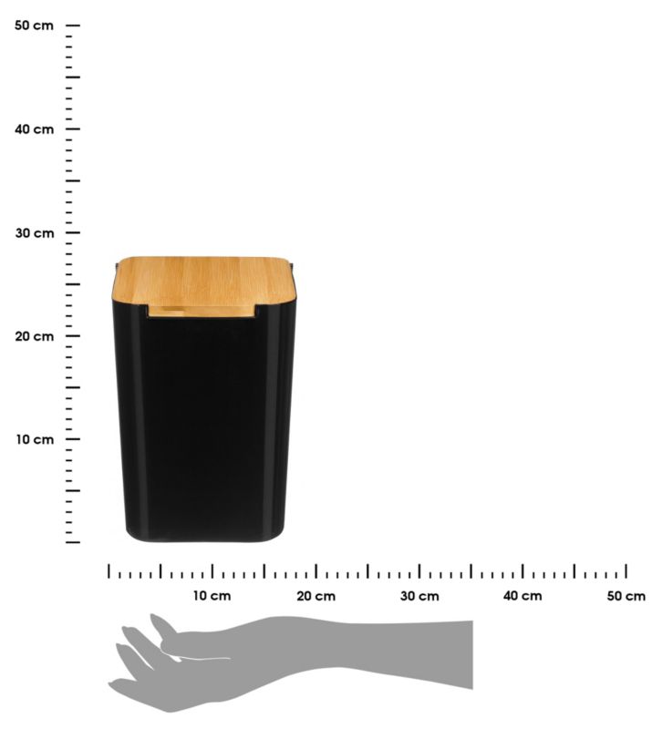 Affaldsspand 24,5x18x24,5 cm Sort med Bambuslåg 1 stk.