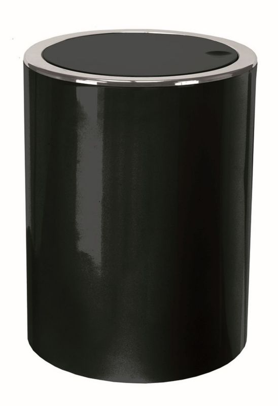 Badeværelsesspand 5 L Sort med Vippelåg 19 x 24,5 cm