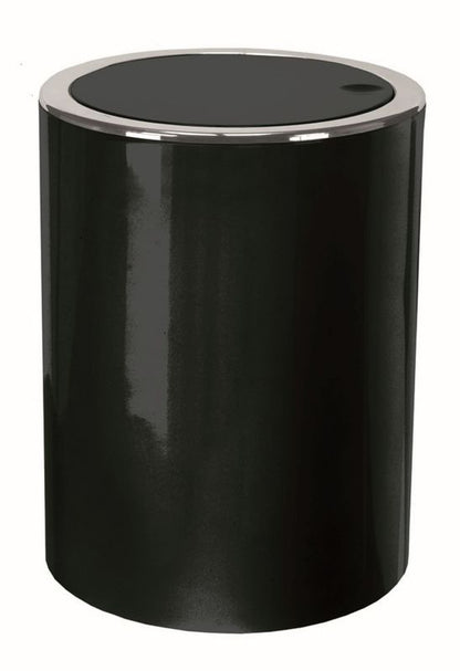 Badeværelsesspand 5 L Sort med Vippelåg 19 x 24,5 cm