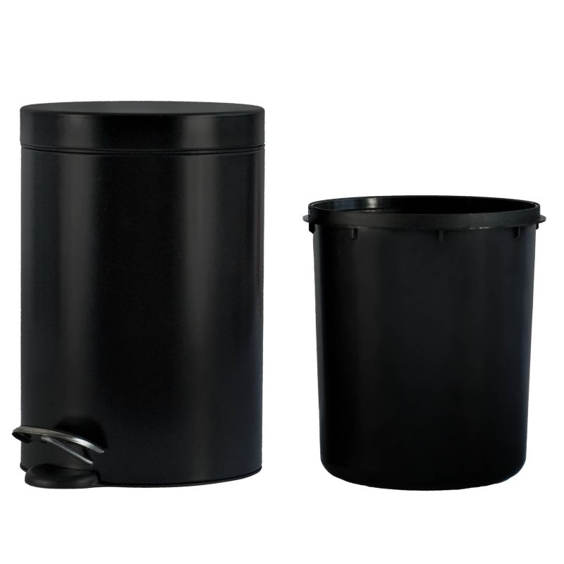Pedalspand Sort 3 L Rustfrit Stål Rund 17 cm