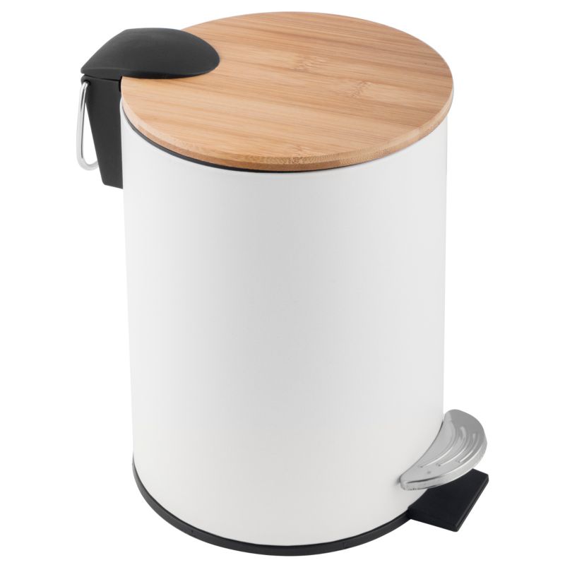 Badeværelsesspand 3 L Hvid Bambus Soft Close Pedal