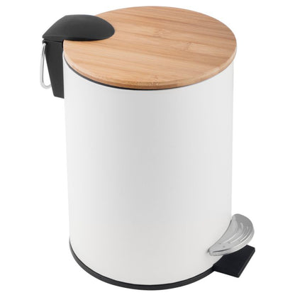 Badeværelsesspand 3 L Hvid Bambus Soft Close Pedal