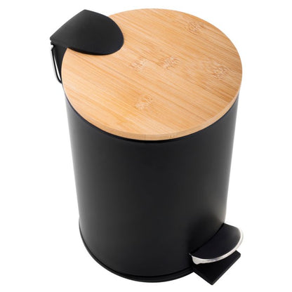 Badeværelsesspand 3 L Sort Mat Bambus Soft Close