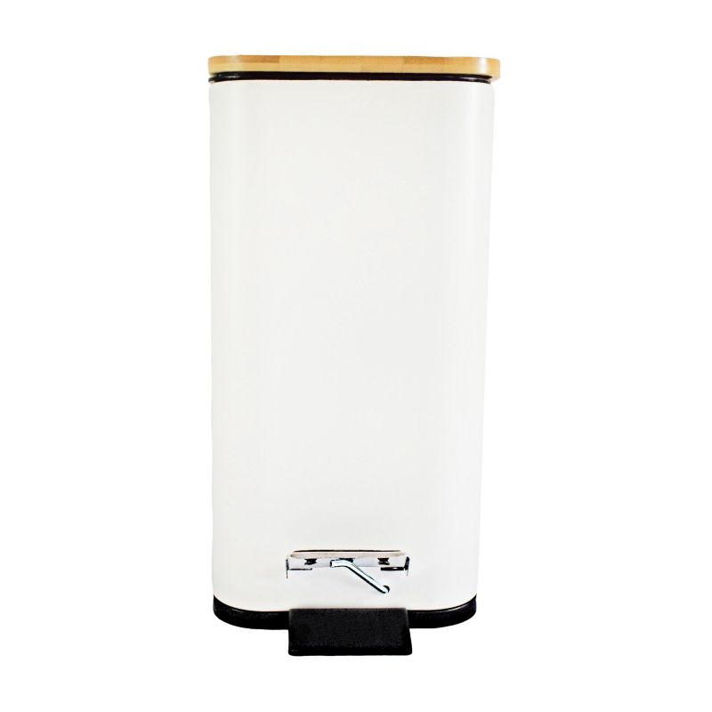 Pedalspand 6L Hvid med Bambuslåg 25,5x14x28 cm