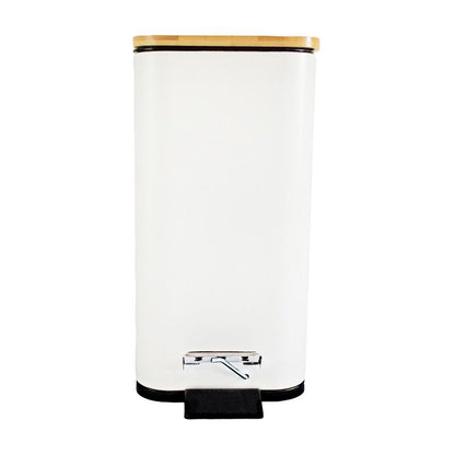 Pedalspand 6L Hvid med Bambuslåg 25,5x14x28 cm