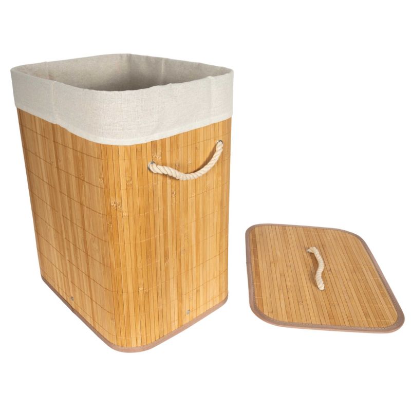 Bambusvasketøjskurv 72 L Brun med Låg 40x30x60 cm