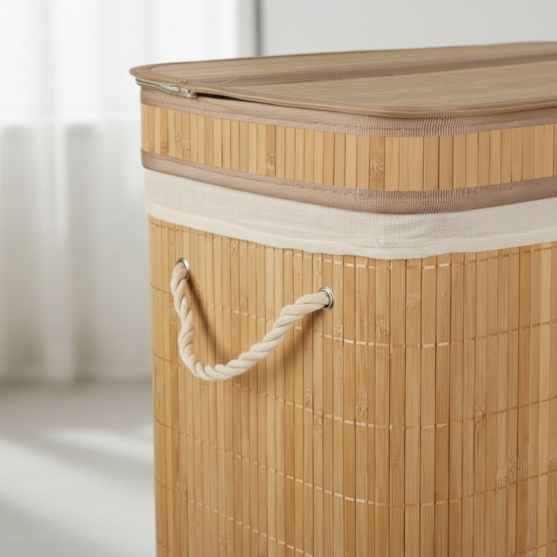 Bambusvasketøjskurv med 2 Rum 105 L Brun 52x32x63 cm