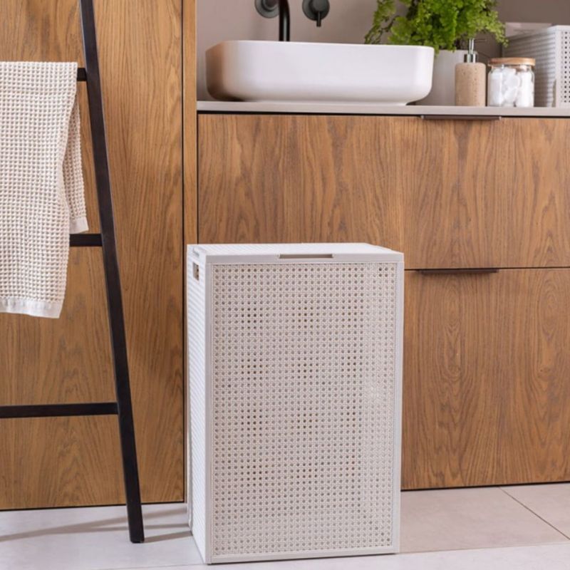 Vasketøjskurv Kaya 60 L Krem 58,5x38x29 cm