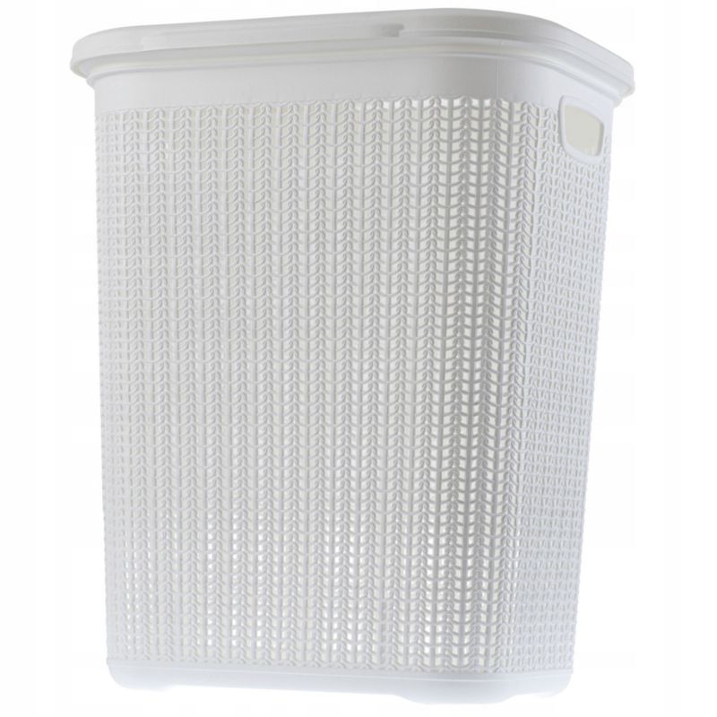 Vasketøjskurv 50 L Hvid Plast med Låg 44 x 33 x 53 cm