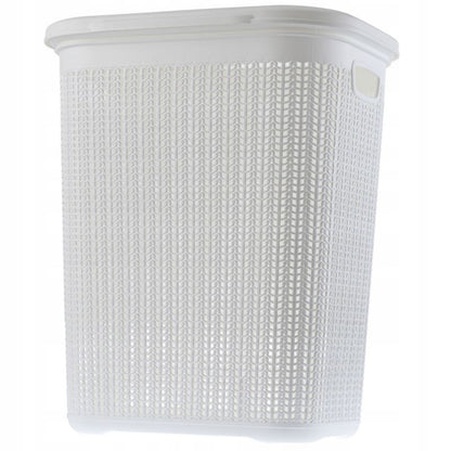 Vasketøjskurv 50 L Hvid Plast med Låg 44 x 33 x 53 cm
