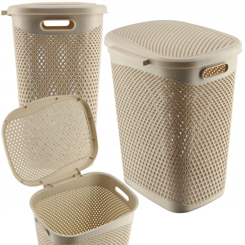 Vasketøjskurv 55 L Beige 44 x 36,5 x 55,5 cm | 5903699491935