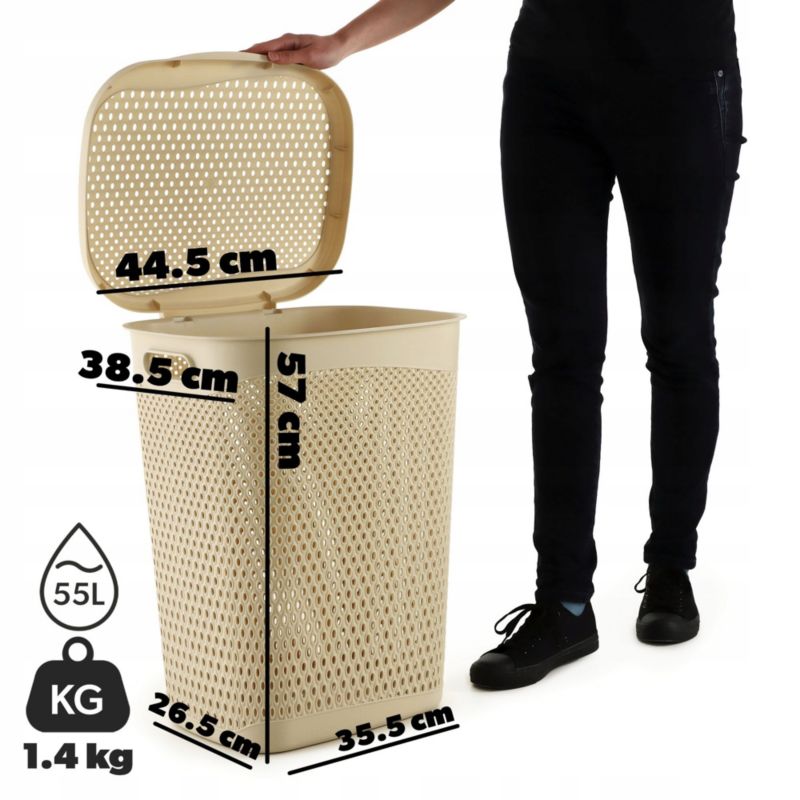 Vasketøjskurv 55 L Beige 44 x 36,5 x 55,5 cm | 5903699491935
