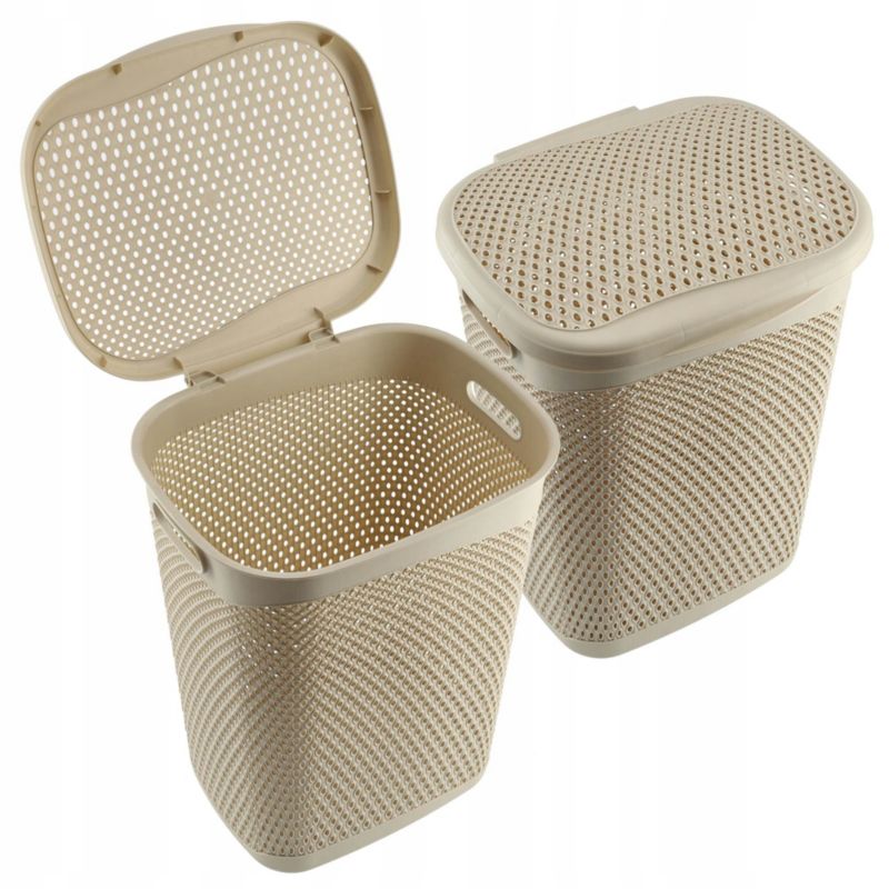 Vasketøjskurv 55 L Beige 44 x 36,5 x 55,5 cm | 5903699491935