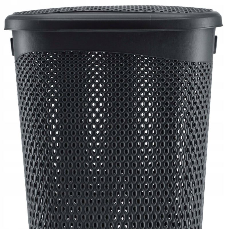 Vasketøjskurv 55 L Grå Plast med Låg 44 x 38,5 x 57 cm