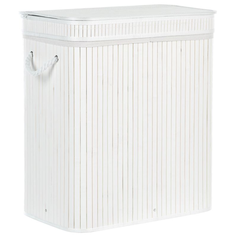 Bambus Vasketøjskurv Hvid 100 L 52x34x60 cm