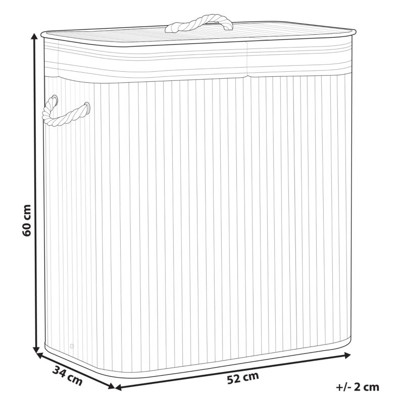 Bambus Vasketøjskurv Hvid 100 L 52x34x60 cm