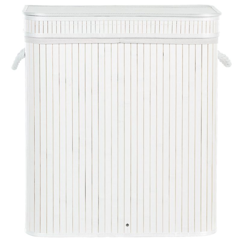 Bambus Vasketøjskurv Hvid 100 L 52x34x60 cm