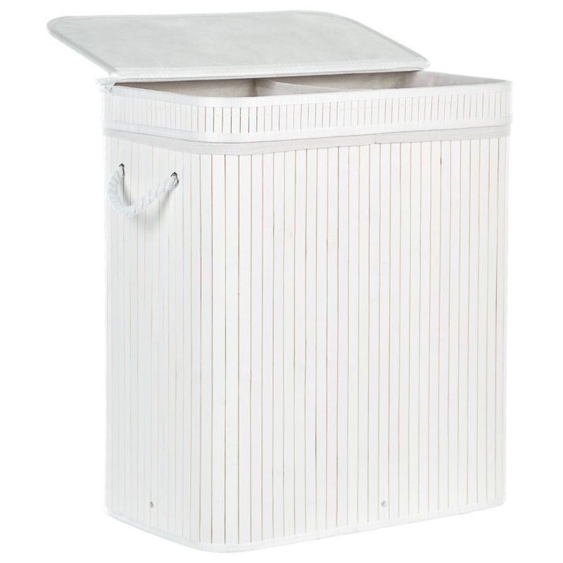 Bambus Vasketøjskurv Hvid 100 L 52x34x60 cm