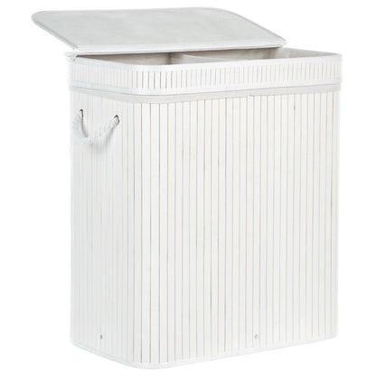 Bambus Vasketøjskurv Hvid 100 L 52x34x60 cm