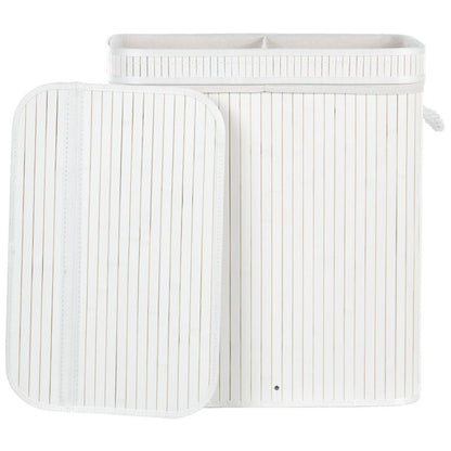 Bambus Vasketøjskurv Hvid 100 L 52x34x60 cm