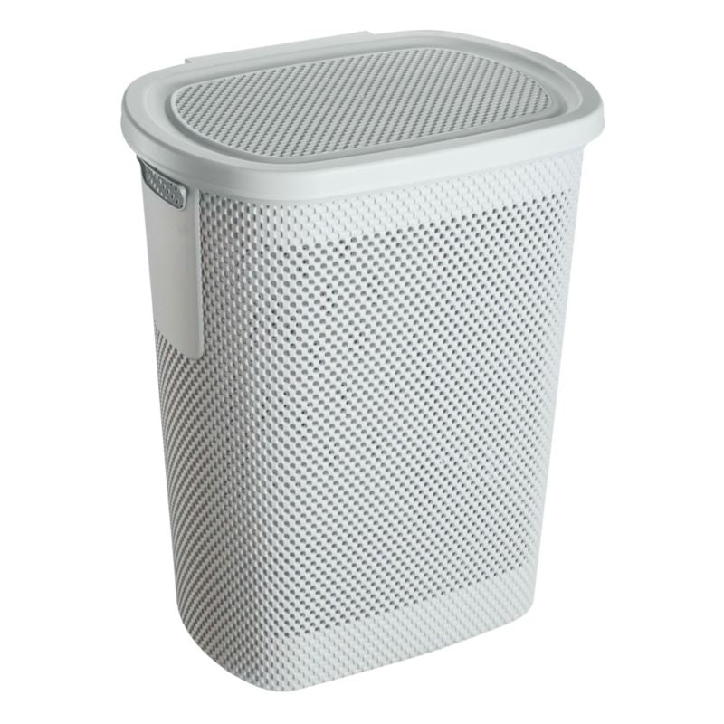 Vasketøjskurv 58 L Grå med Låg og Ventilation 47,5 x 36 x 57,5 cm