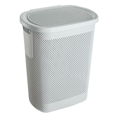 Vasketøjskurv 58 L Grå med Låg og Ventilation 47,5 x 36 x 57,5 cm