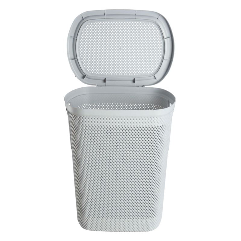 Vasketøjskurv 58 L Grå med Låg og Ventilation 47,5 x 36 x 57,5 cm