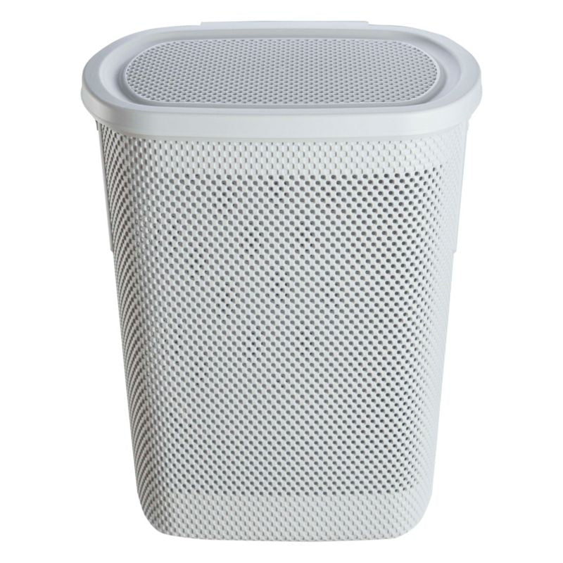 Vasketøjskurv 58 L Grå med Låg og Ventilation 47,5 x 36 x 57,5 cm