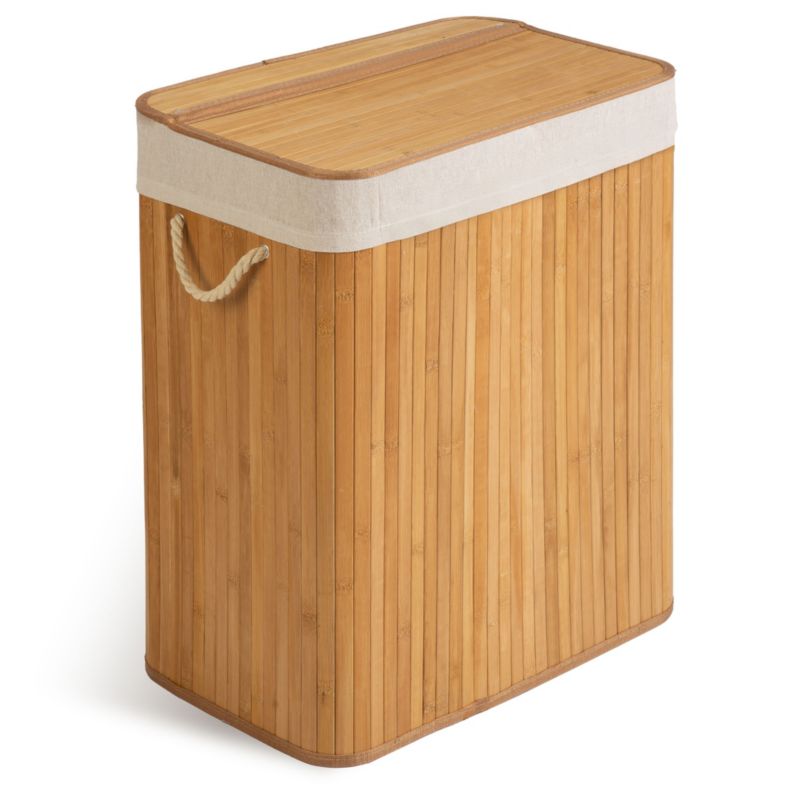 Bambus Vasketøjskurv 100 L 2-Kammer Beige 61x54x34 cm | 678100