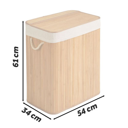 Bambus Vasketøjskurv 100 L 2-Kammer Beige 61x54x34 cm | 678100