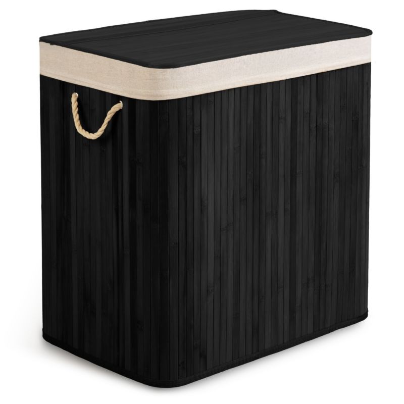 Bambus Vasketøjskurv 150 L 3 Rum Sort 61x62x42 cm | 678201
