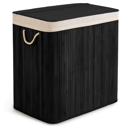 Bambus Vasketøjskurv 150 L 3 Rum Sort 61x62x42 cm | 678201