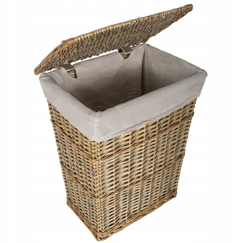 Flettet Vasketøjskurv 46 L Beige med Låg