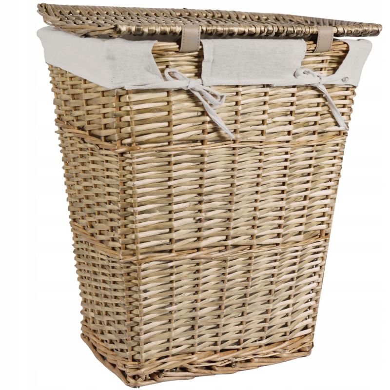 Flettet Vasketøjskurv 46 L Beige med Låg