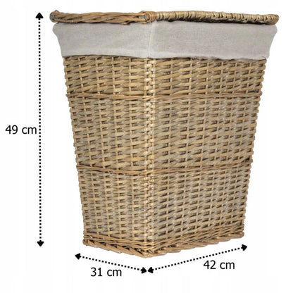 Flettet Vasketøjskurv 46 L Beige med Låg